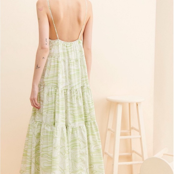 Charlie Holiday Green and White Ruffled Tiered Maxi Dress - Picture 2 of 8